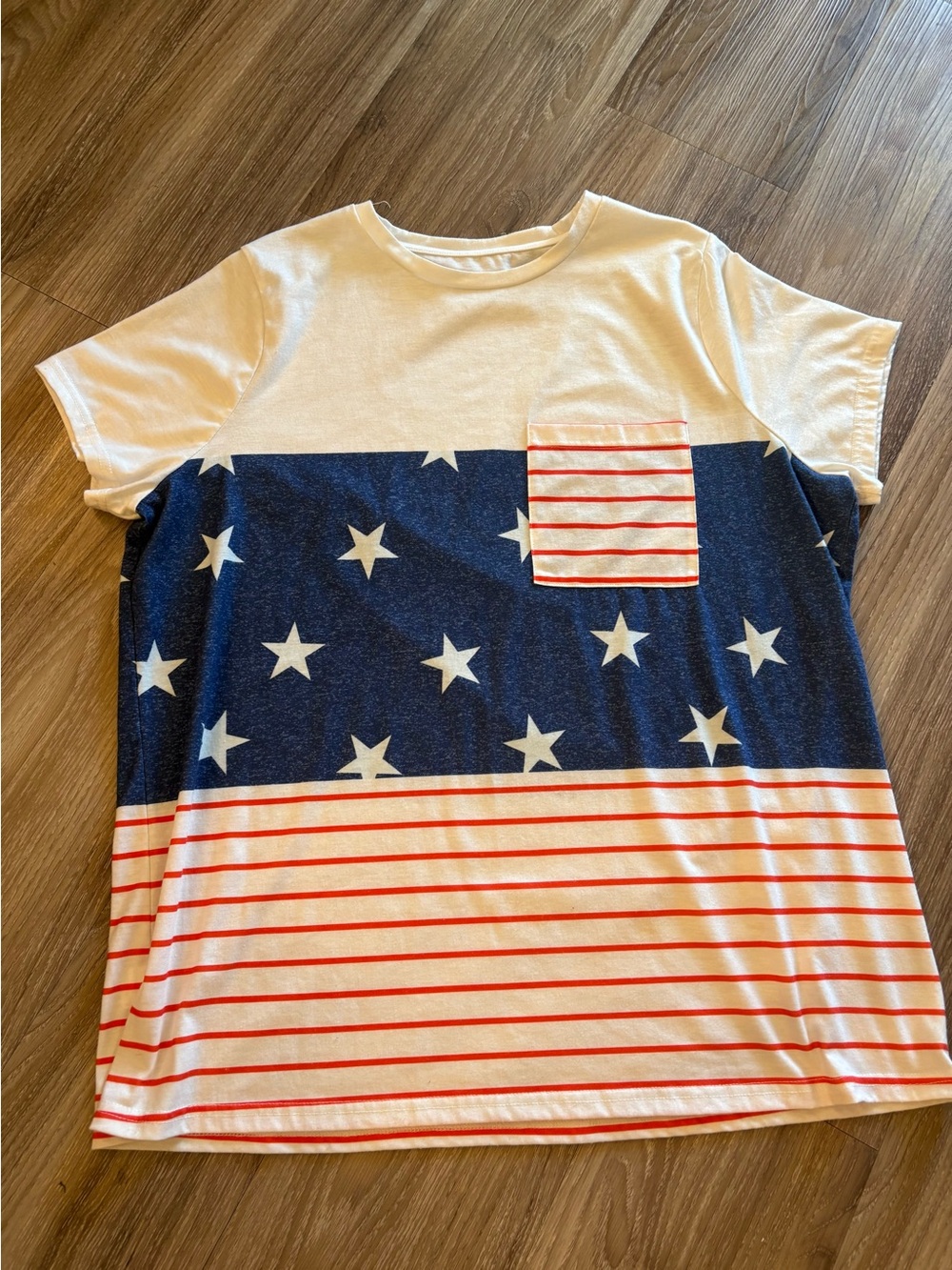 Women's Short Sleeve Star & Stripe Tee - White, Navy & Red